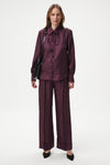 CHERRY SILK TROUSERS WITH MONOGRAM CUFFS