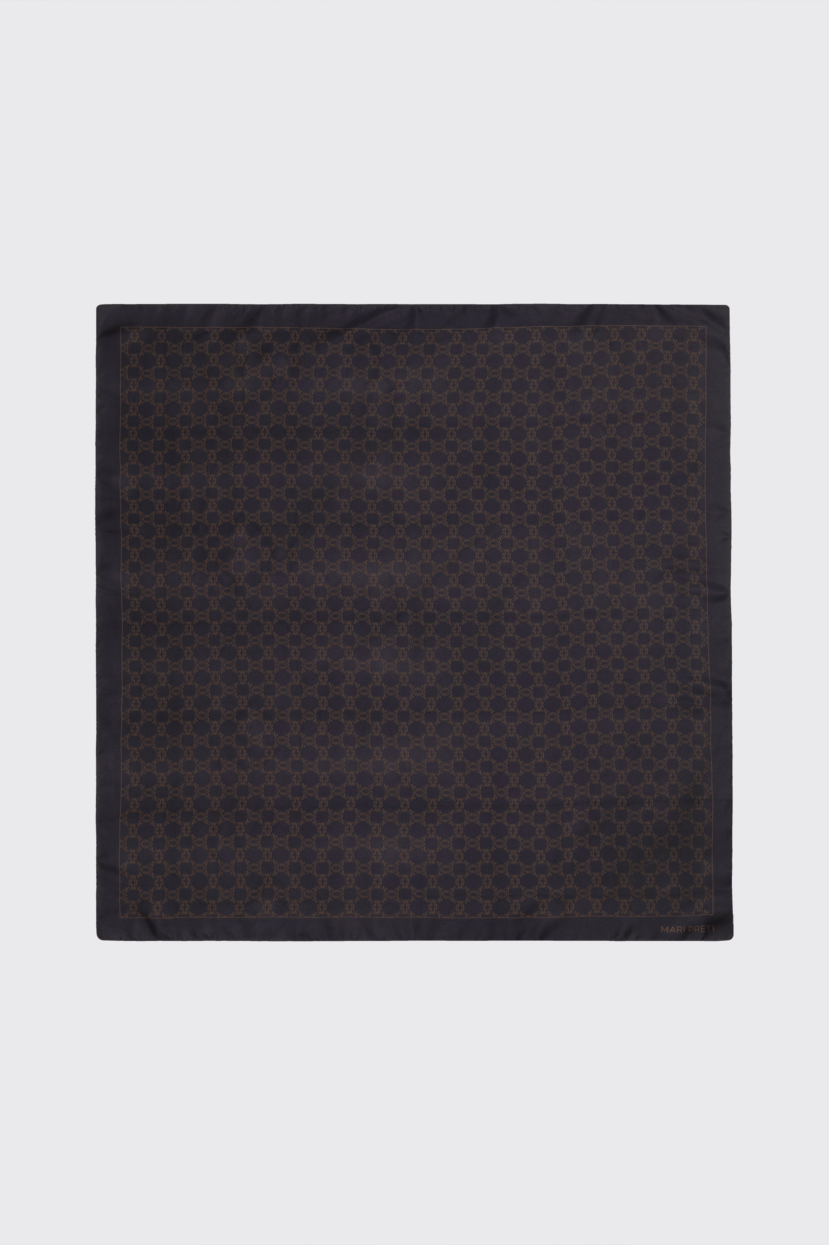 BRĄZOWA JEDWABNA APASZKA MONOGRAM M