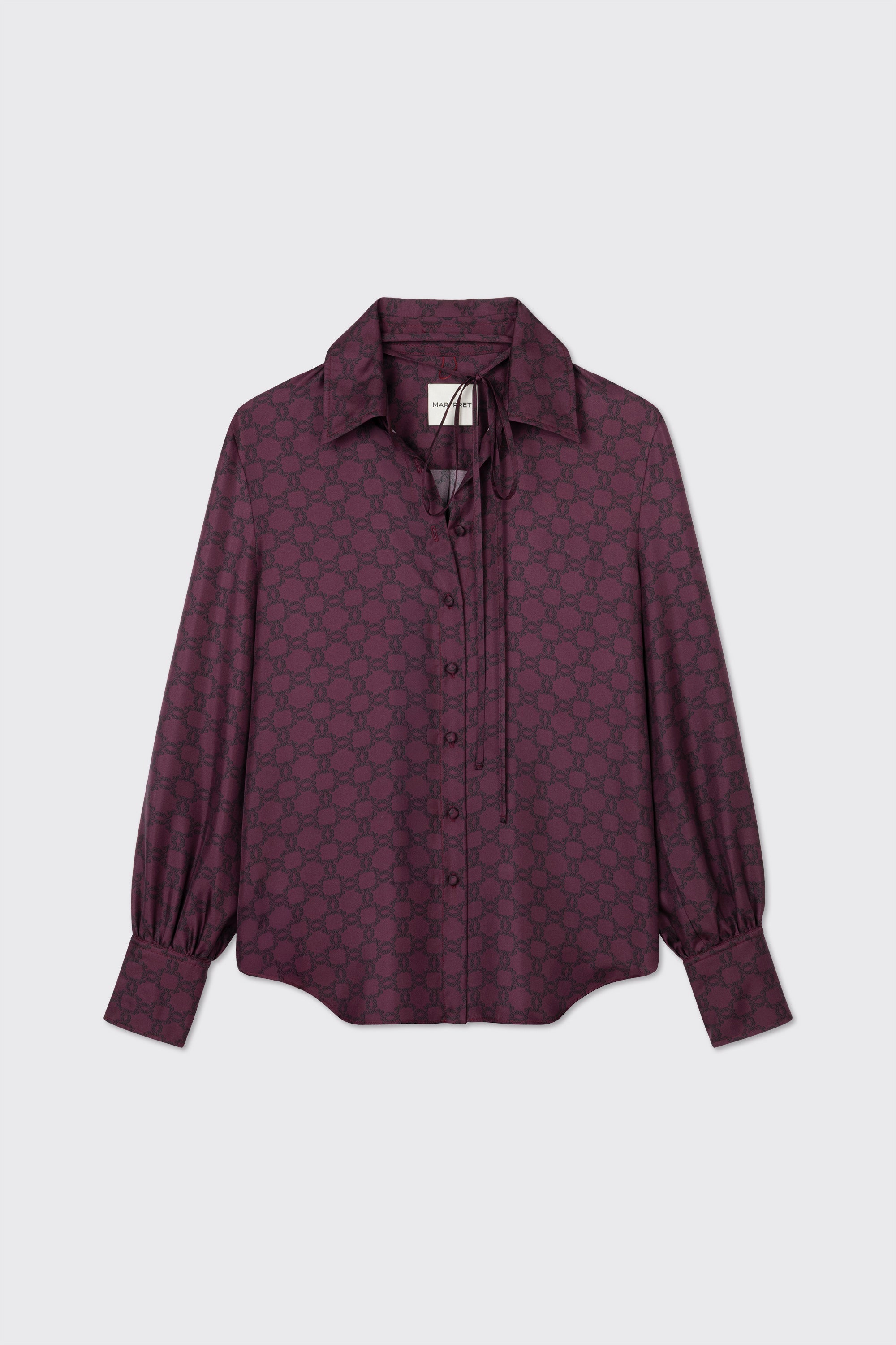 WIŚNIOWA JEDWABNA KOSZULA MONOGRAM M