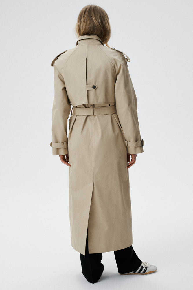 
                  
                    Chiara long cotton trench coat with belt
                  
                