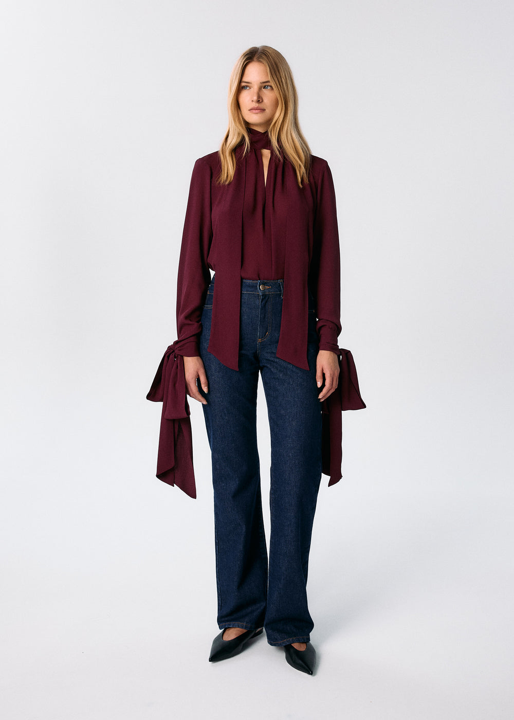 Burgundy Luna blouse with sash