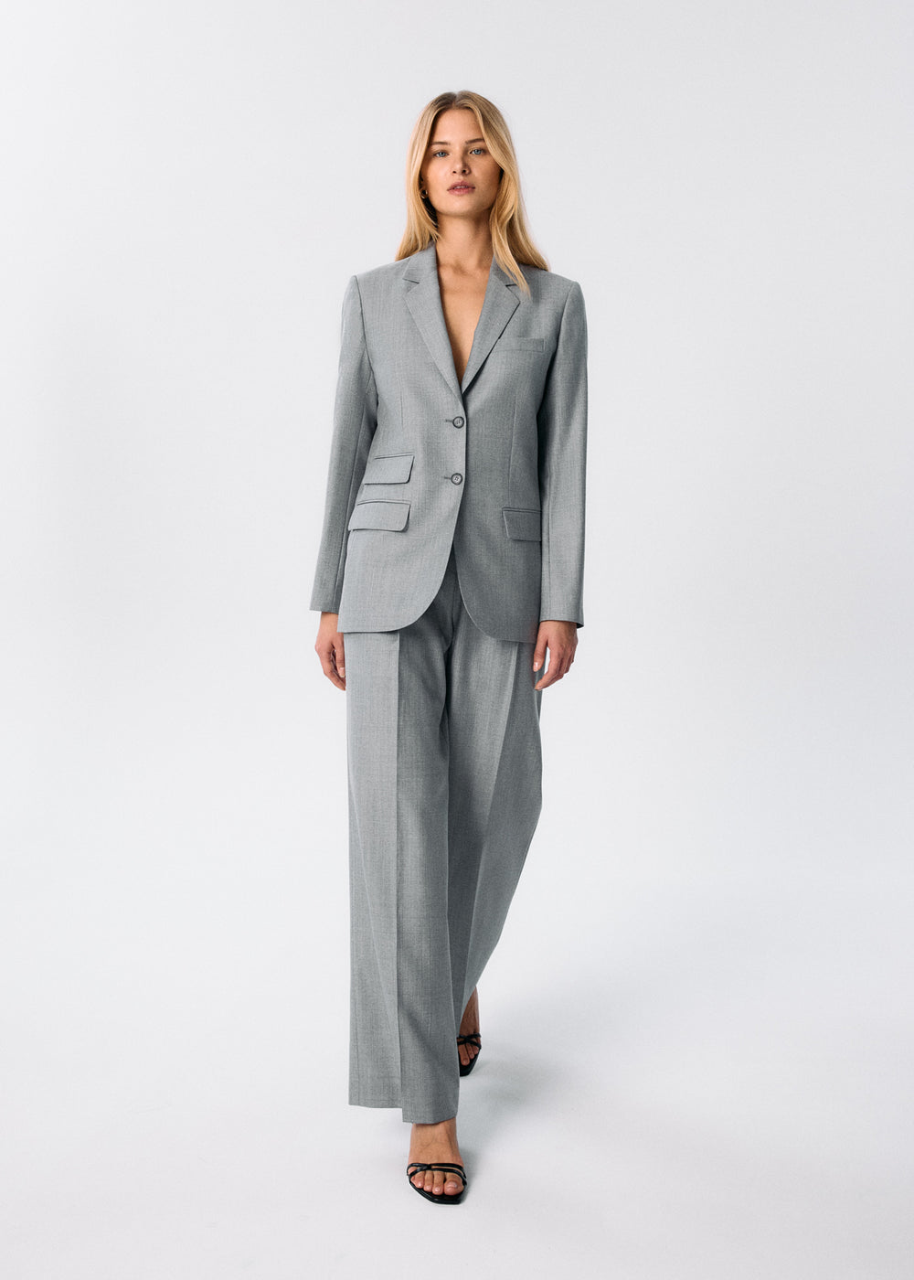 Wool trousers with wide legs