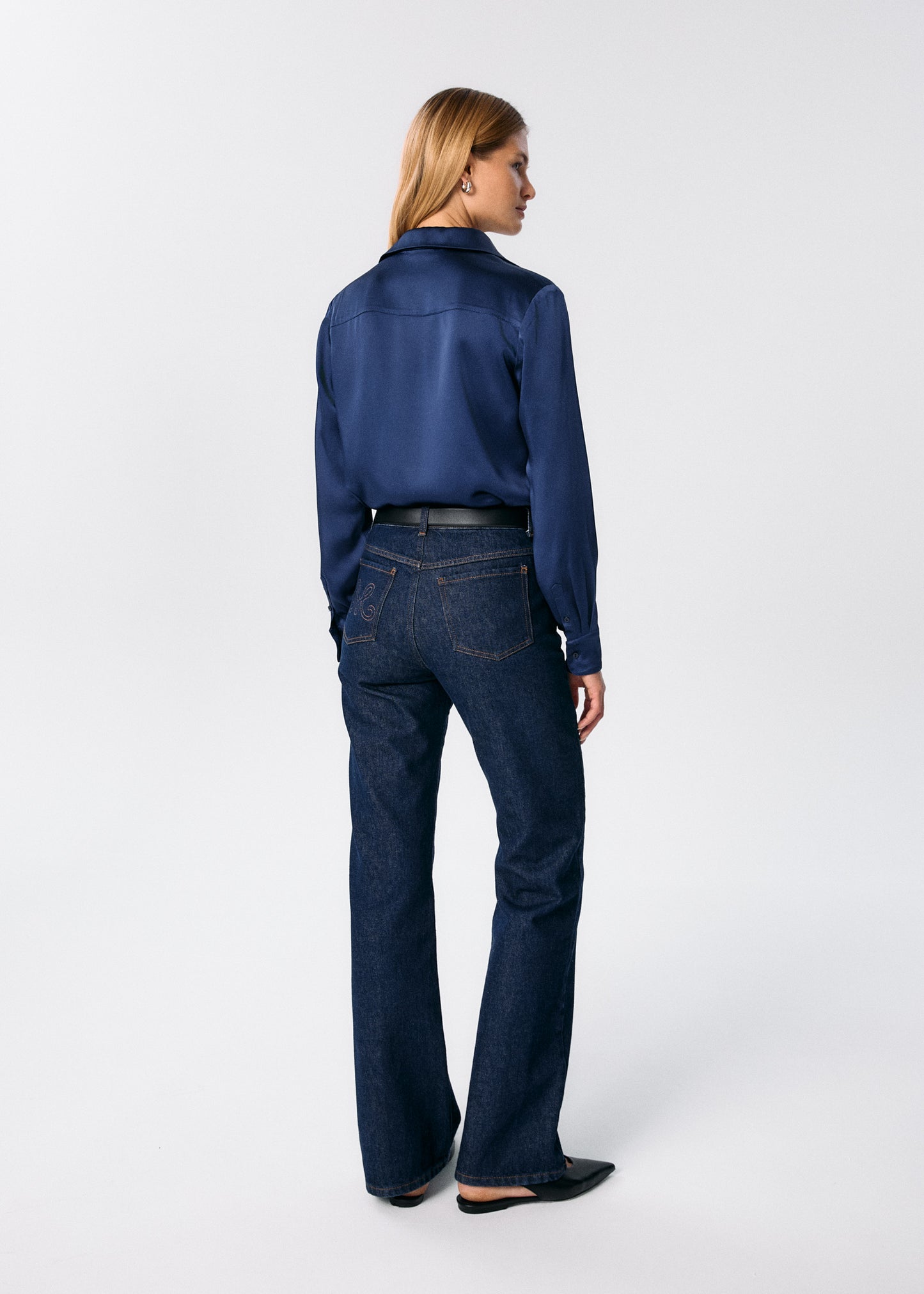 
                  
                    Whisper Classic Navy Satin Shirt
                  
                