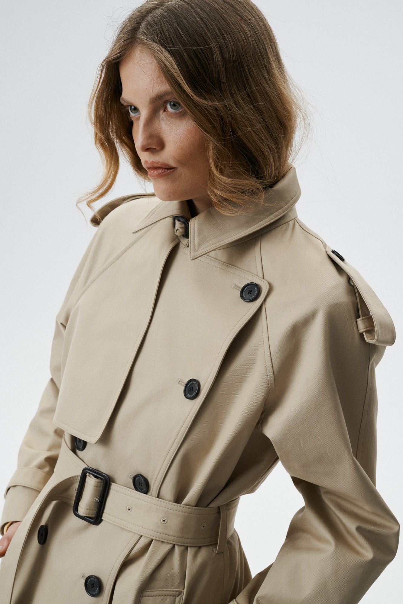 
                  
                    Chiara long cotton trench coat with belt
                  
                