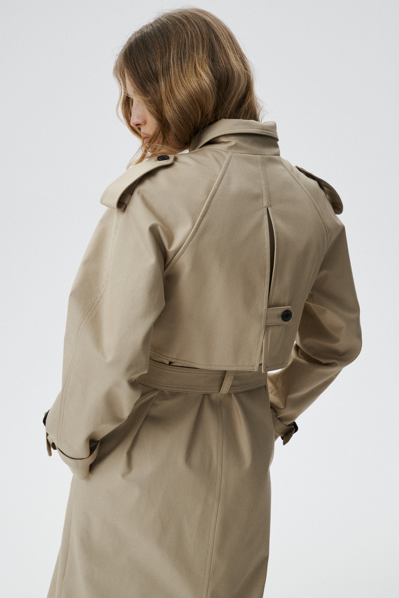 
                  
                    Chiara long cotton trench coat with belt
                  
                