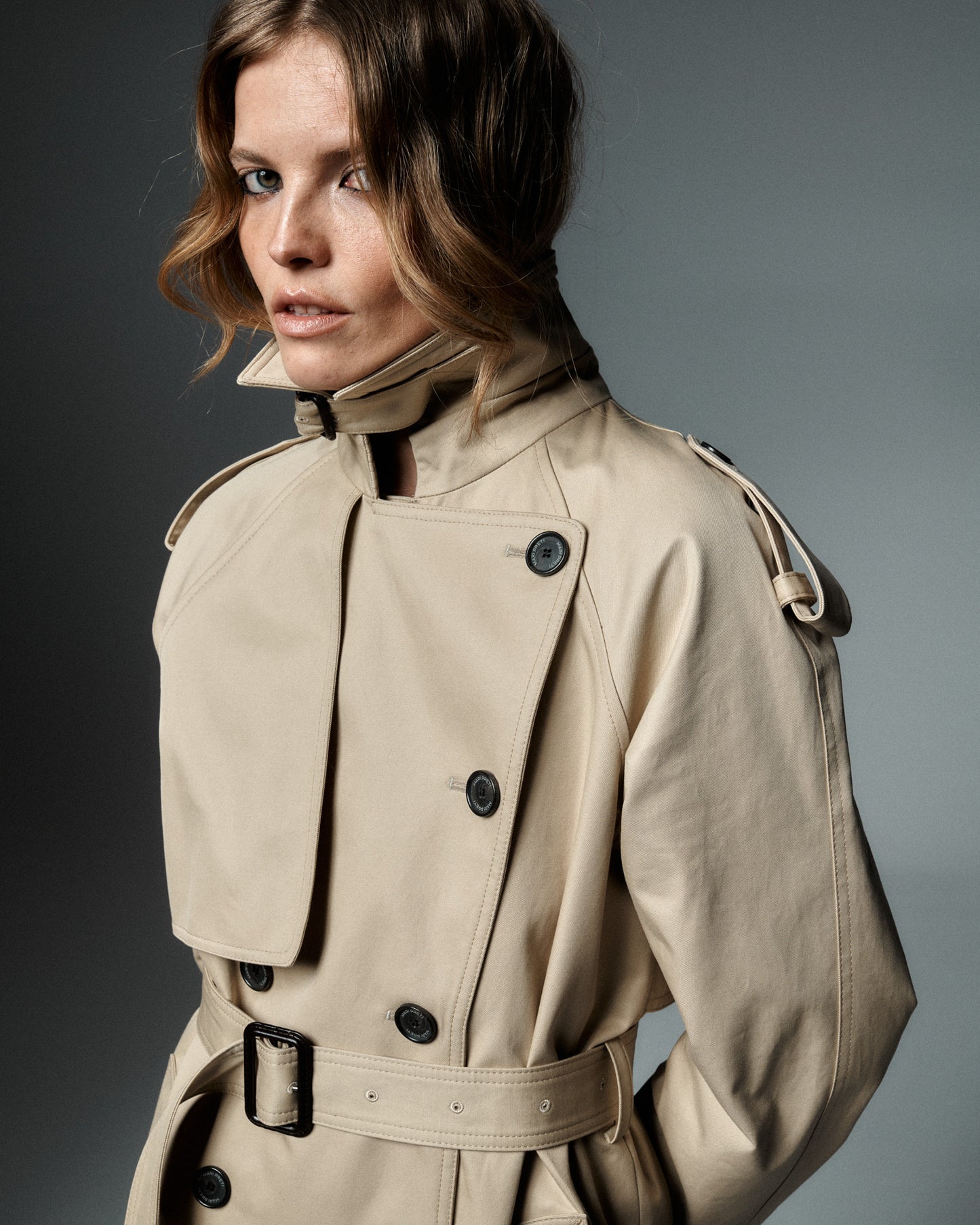 
                  
                    Chiara long cotton trench coat with belt
                  
                