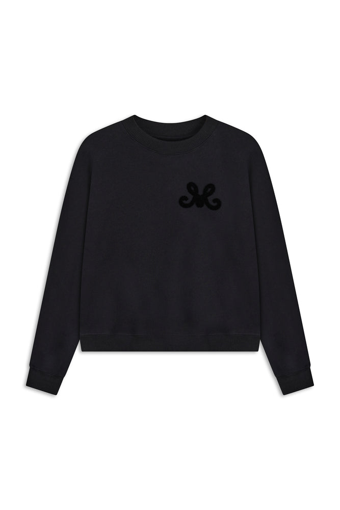 
                  
                    Velena black cotton sweatshirt with personalized MONOGRAM M motif
                  
                