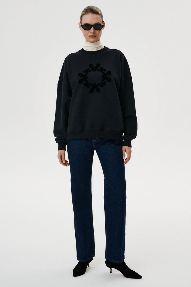 
                  
                    Onera black oversized cotton sweatshirt with personalized MONOGRAM M motif
                  
                