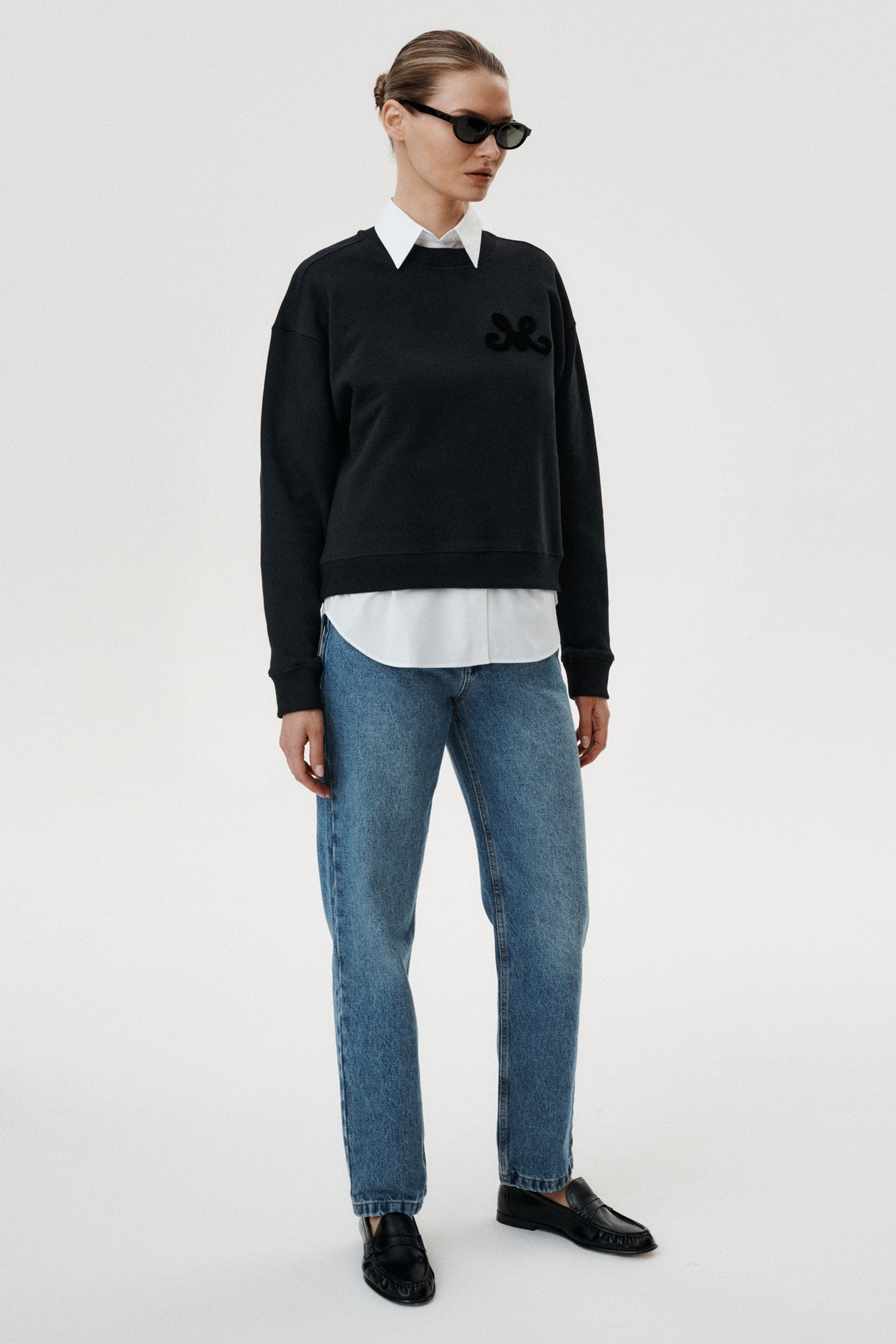 
                  
                    Velena black cotton sweatshirt with personalized MONOGRAM M motif
                  
                