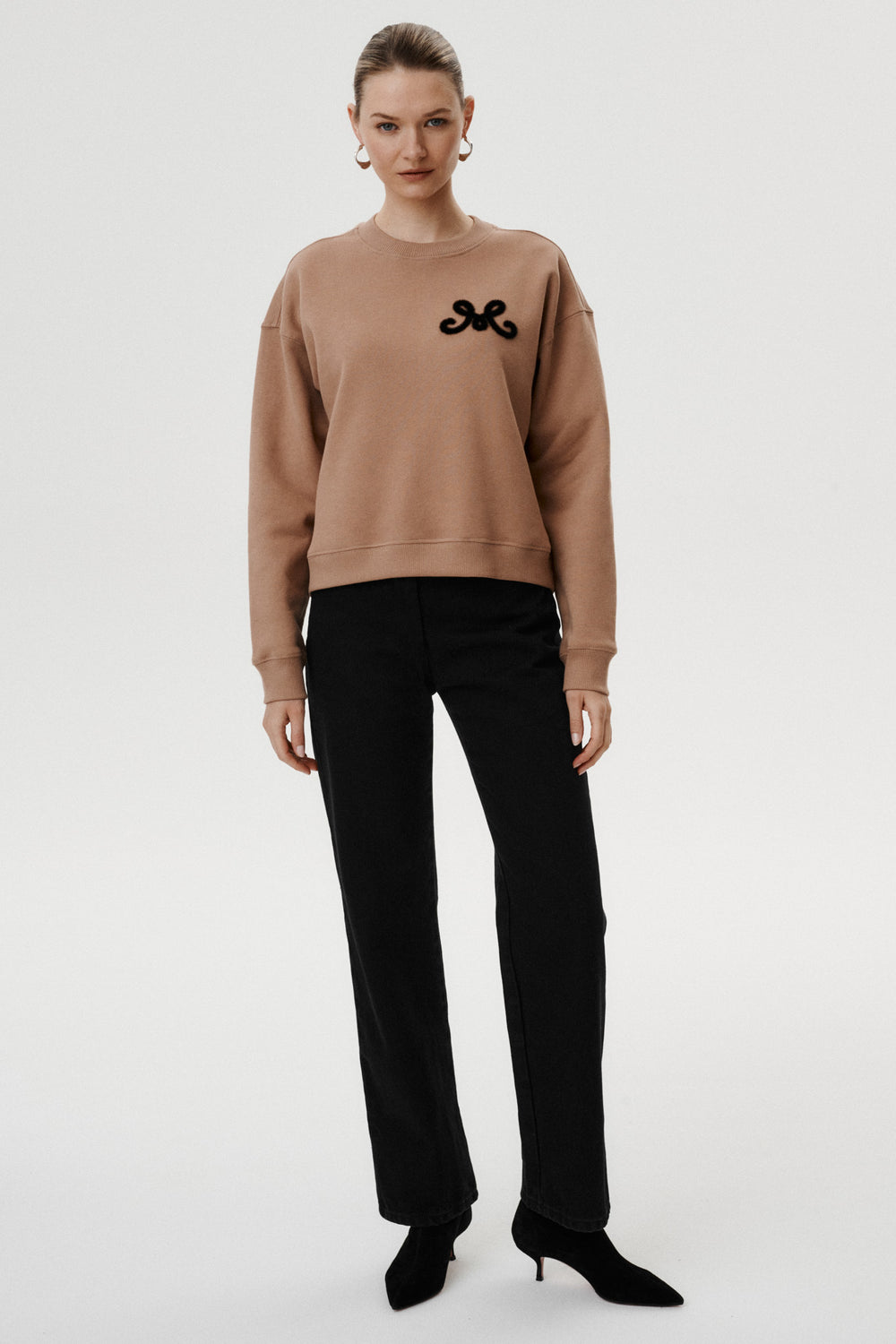 Camel Velena cotton sweatshirt with personalized MONOGRAM M motif