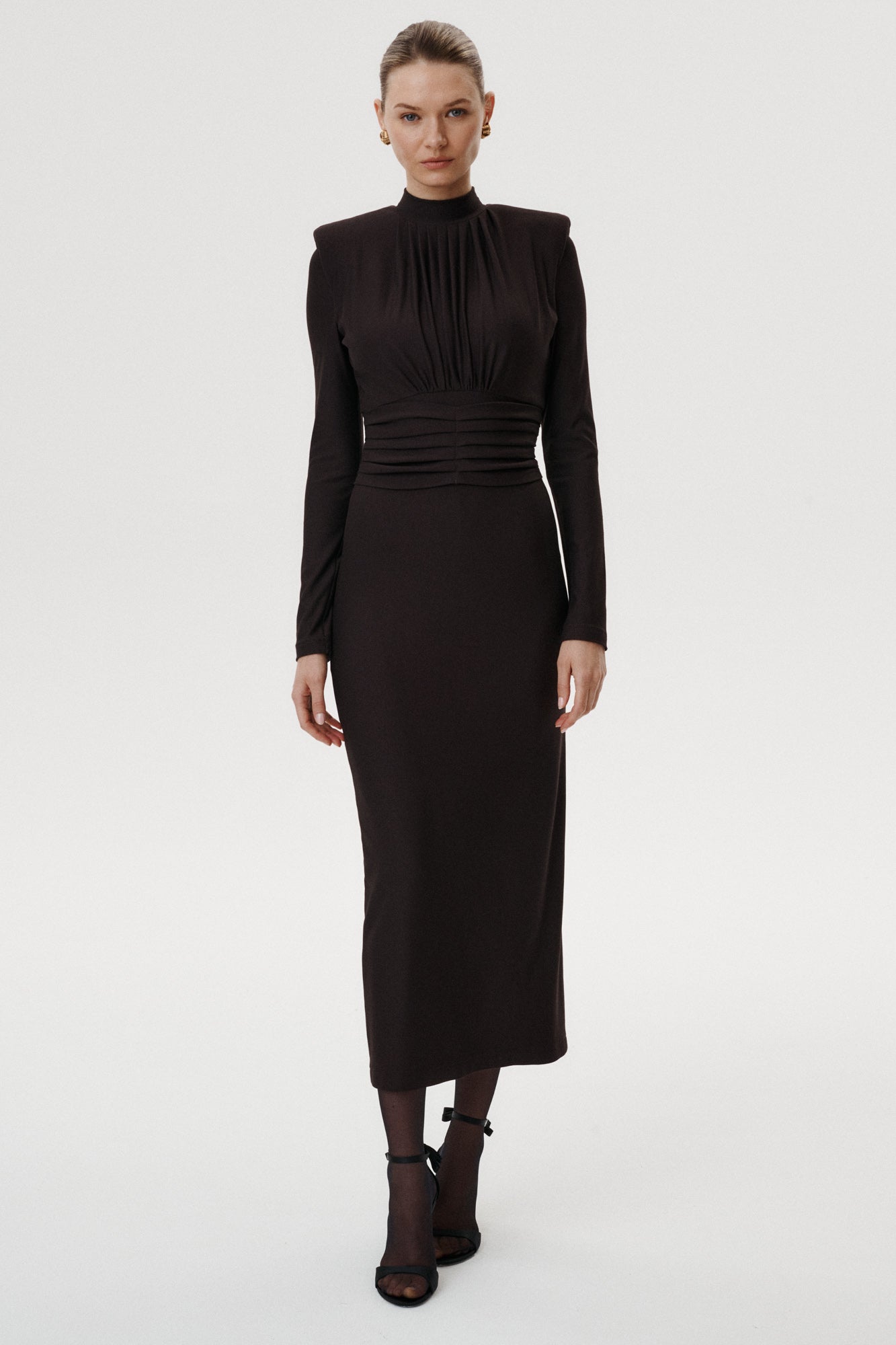 
                  
                    Deluna Brown Stretch Jersey Midi Dress
                  
                