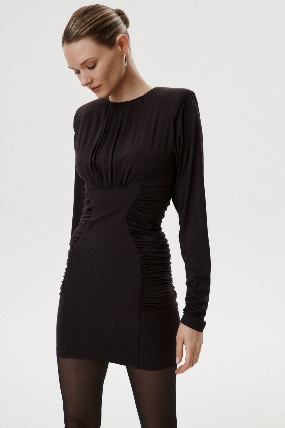 Voleta Brown Stretch Jersey Mini Dress