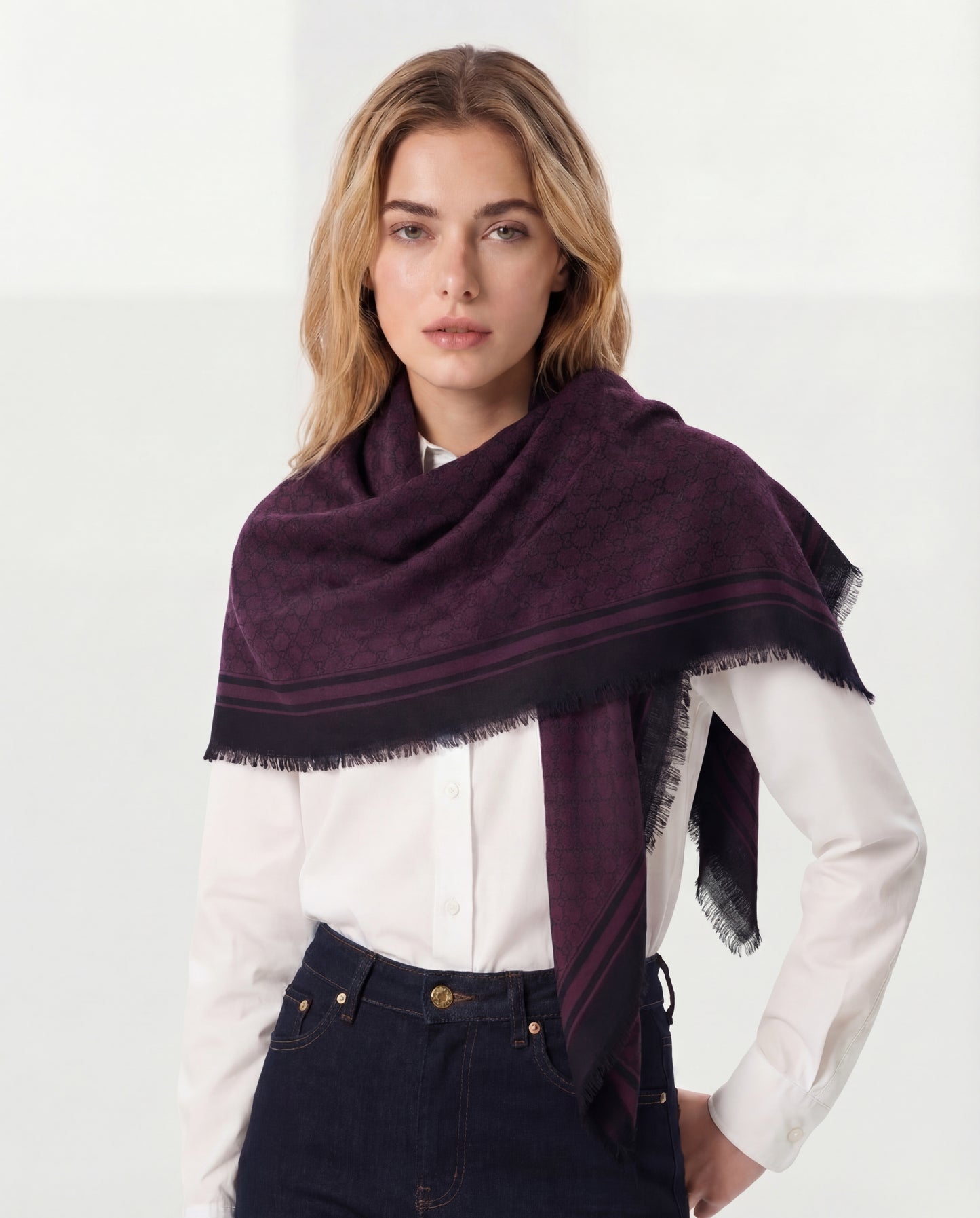 
                  
                    Burgundy wool and silk scarf MONOGRAM M
                  
                