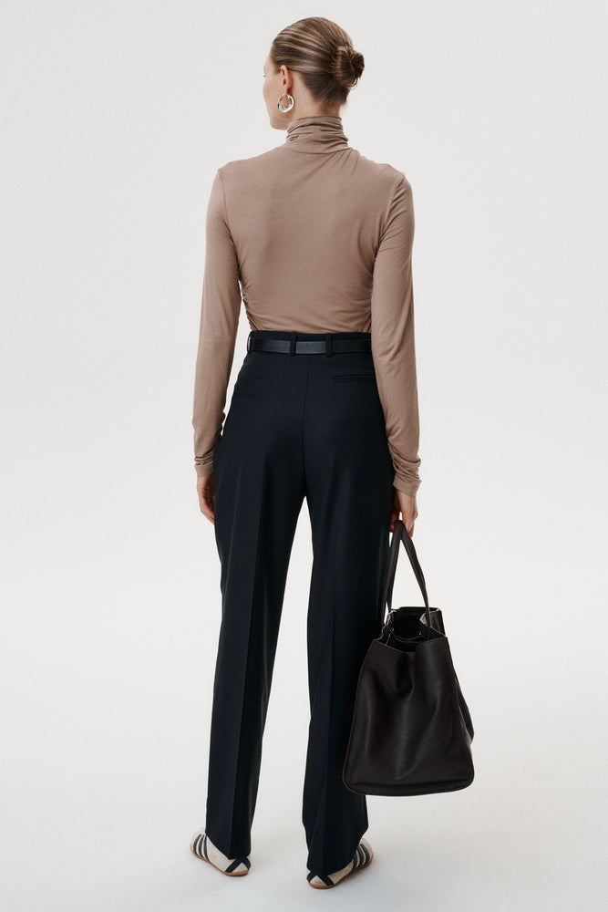 
                  
                    Black Cavalier Wool Wide Leg Trousers with Pleats
                  
                