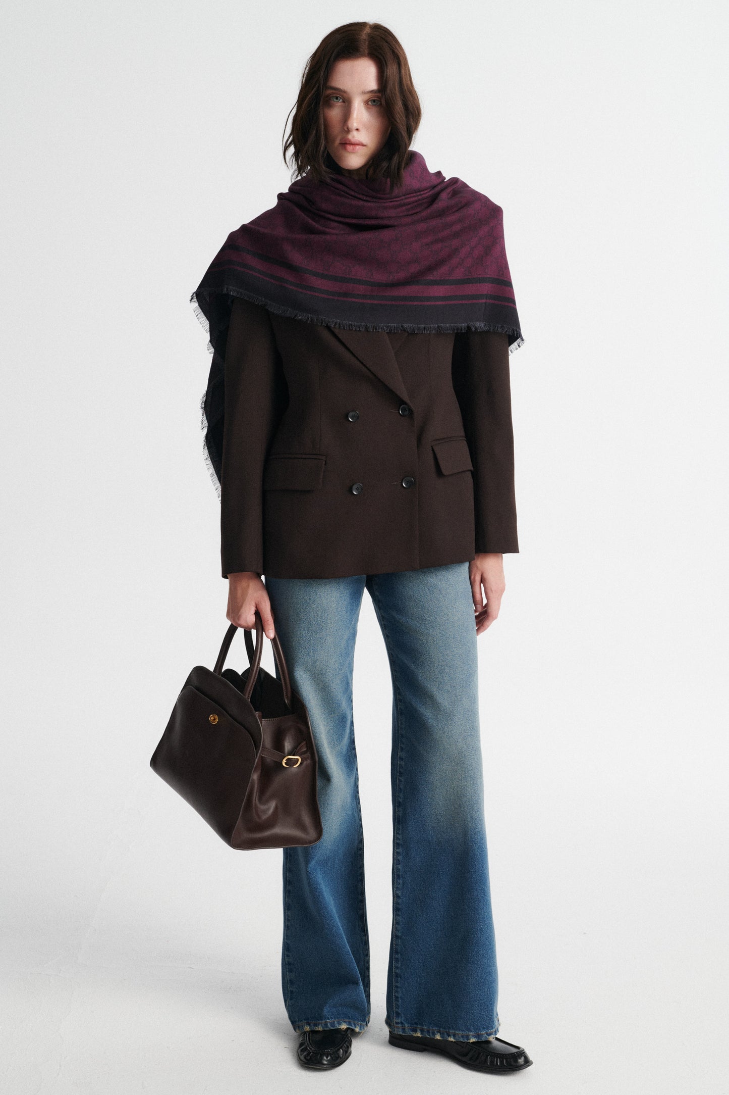
                  
                    BURGUNDY WOOL-SILK MONOGRAM SCARF
                  
                