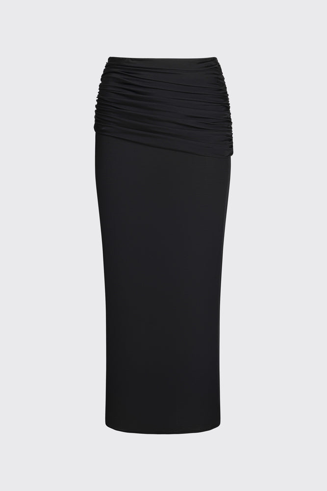 
                  
                    Black Mira skirt with draping
                  
                
