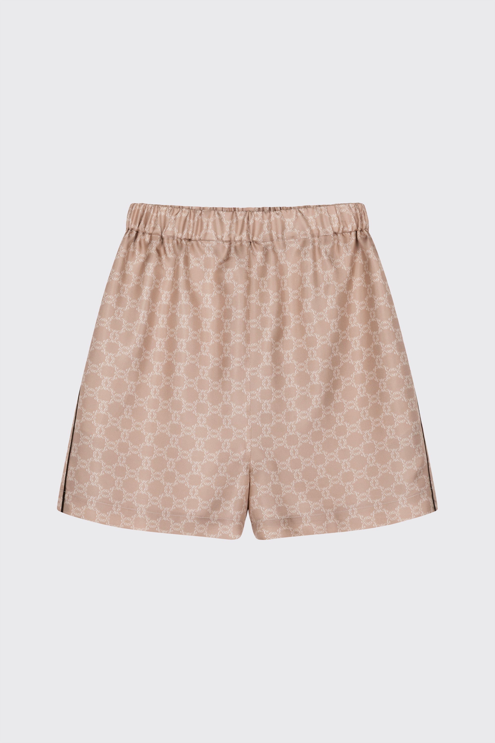 BEŻOWE JEDWABNE KRÓTKIE SPODENKI MONOGRAM M