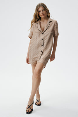 Beige silk shorts MONOGRAM-M