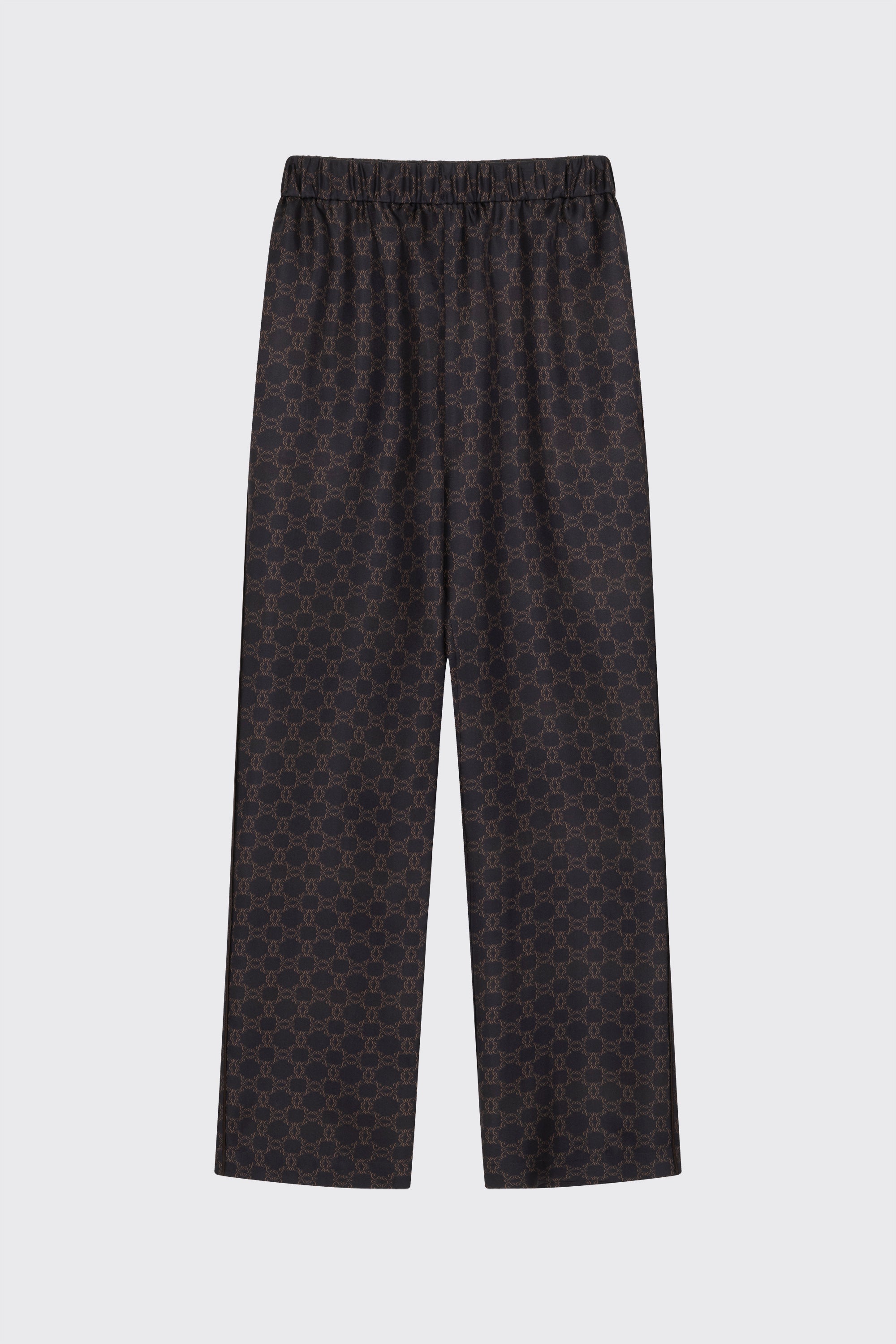 BRĄOWE JEDWABNE SPODNIE MONOGRAM M