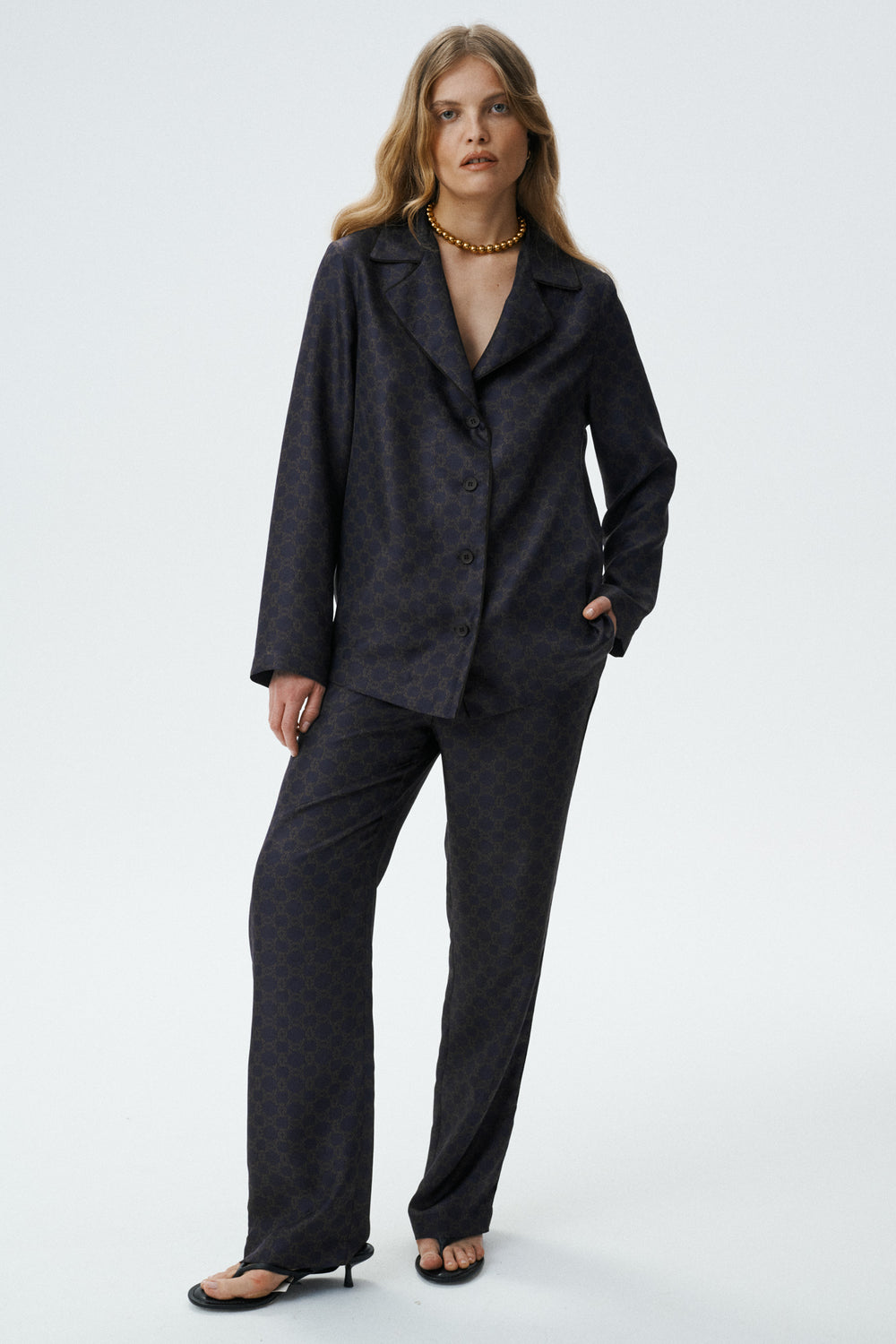 Brown silk trousers MONOGRAM-M