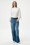 BLUE STRAIGHT-LEG WIDE-LEG TROUSERS URBAN EASE