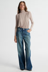 BLUE STRAIGHT-LEG WIDE-LEG TROUSERS URBAN EASE